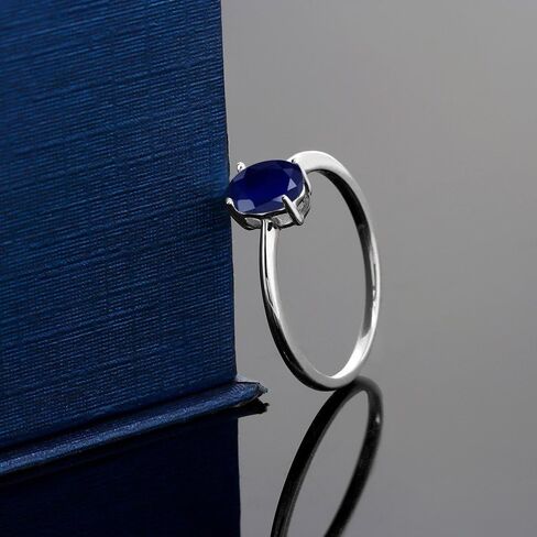 Gem Stone King 10K White Gold Gemstone Birthstone Solitaire Engagement Ring | Oval 7X5MM | Wedding Anniversary Promise Ring For Women | Size 5, 6, 7, 8, 9 in Kuwait