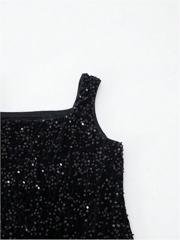 SHENHE Girl's Sparkly Sequin Dress Sleeveless Square Neck A Line Flared Fancy Party Mini Dress in Kuwait