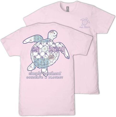 Simply Southern Patchwork Quilted - Floral - Turtle - Conserve & Protect - Youth T-Shirt in Kuwait