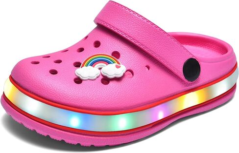 XPKWS Toddler Clogs Kids Slippers Light up Sandals Boys Girls LED Garden Shoes Cartoon Slides Slip on Lightweight Beach Pool Quick Dry in Saudi Arabia