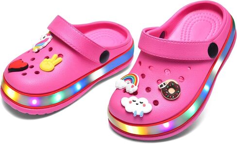 XPKWS Toddler Clogs Kids Slippers Light up Sandals Boys Girls LED Garden Shoes Cartoon Slides Slip on Lightweight Beach Pool Quick Dry in Saudi Arabia