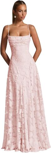 Spaghetti Straps Bridesmaid Dresses Floral Lace Chiffon Formal Evening Party Gown in Saudi Arabia