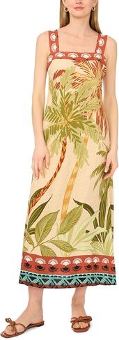 Vince Camuto Women's Printed Square Neck Smocked Back Maxi Dress in Kuwait