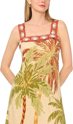 Vince Camuto Women's Printed Square Neck Smocked Back Maxi Dress in Kuwait