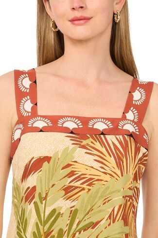 Vince Camuto Women's Printed Square Neck Smocked Back Maxi Dress in Kuwait
