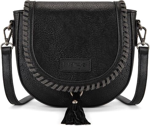 Wrangler Crossbody Bag Flap Saddle Bag Small Boho Purses for Women Embossed Braid Handbags with Tessel in Kuwait