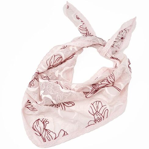 Aranya Floral Embroidered Triangle Hair Scarf for Women - Cotton Blend Breathable Bandana - Cottagecore Wildflower Headwrap - Soft Boho Neckerchief White in Saudi Arabia