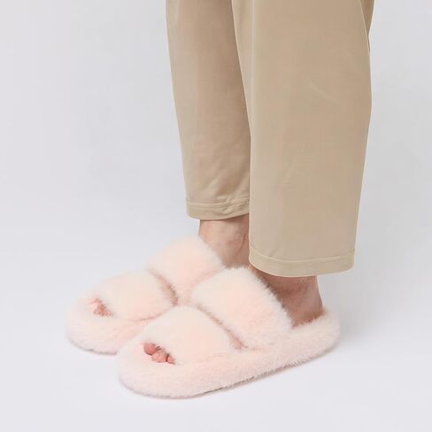 Womens Fuzzy Open-toe Slippers Fluffy Soft Comfy Memory Foam Indoor House Shoes Faux Fur in Saudi Arabia