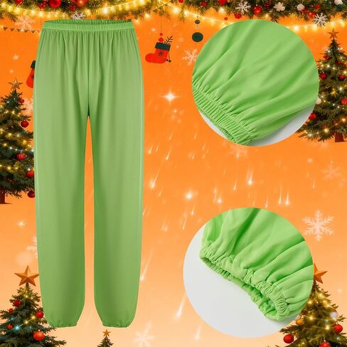 Adrinfly 7pcs Christmas Big Monster Santa Suit for Adult Green Deluxe Santa Costume With Mask in Saudi Arabia