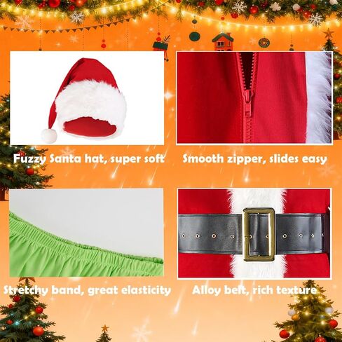 Adrinfly 7pcs Christmas Big Monster Santa Suit for Adult Green Deluxe Santa Costume With Mask in Saudi Arabia