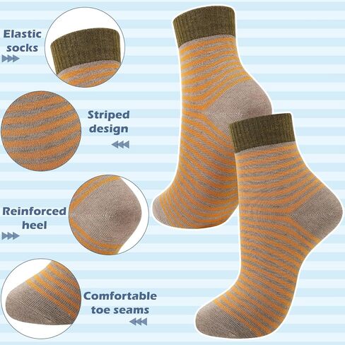 Womens Strip Crew Socks 6 Pairs Ankle Casual Athletic Socks Cute College Style Ribbed Colorful Crew Sock in Saudi Arabia