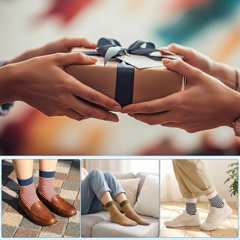 Womens Strip Crew Socks 6 Pairs Ankle Casual Athletic Socks Cute College Style Ribbed Colorful Crew Sock in Saudi Arabia