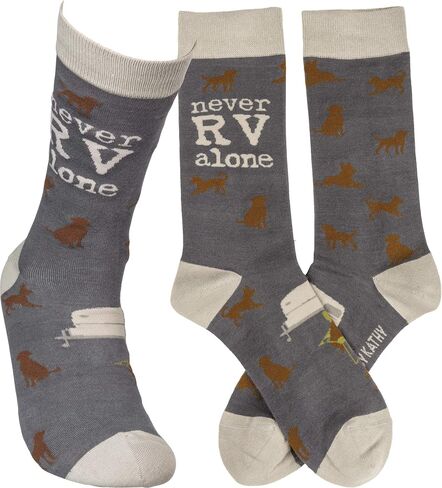 Dog Lover Never RV Alone Colorfully Printed Cotton Socks in Saudi Arabia