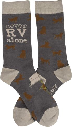 Dog Lover Never RV Alone Colorfully Printed Cotton Socks in Saudi Arabia