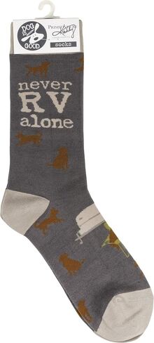 Dog Lover Never RV Alone Colorfully Printed Cotton Socks in Saudi Arabia