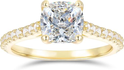 14K White Gold 2CT Moissanite Rings 14K Gold Cushion Cut Engagement Ring 2 Carat Cushion Moissanite Engagement Ring for Women in Saudi Arabia