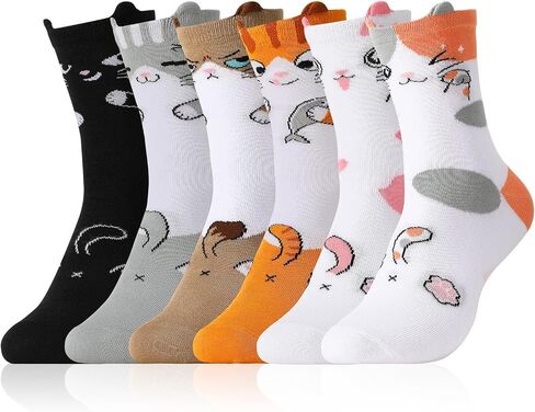 5 Pair Cute Funny Animal Socks for Women & Girls, Comfortable Cotton Crew Socks for Daily Wear, Great Gift Ideas in Kuwait