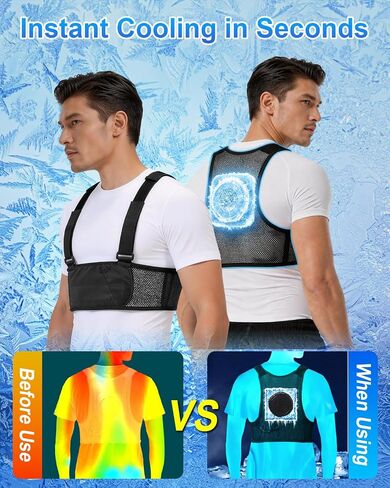 Cooling Vest with 175cm² Semiconductor Cooling Plate | 20000mAh Battery, 12V Power Output, 4 Adjustment Modes, Portable Wearable Back Air Conditioner, Outdoor Work, Hiking in Kuwait