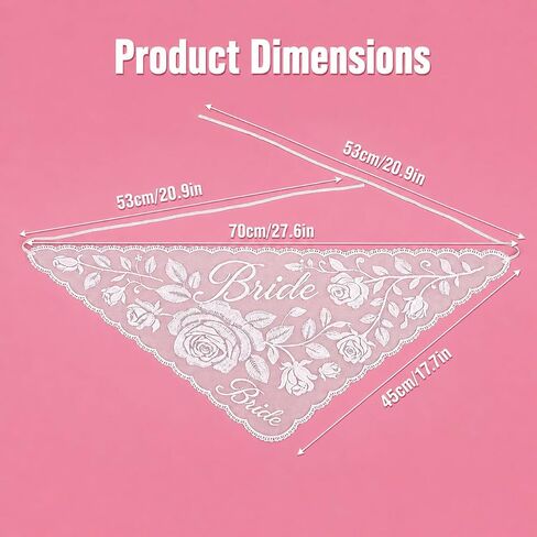 Bride Headscarf, White Lace Embroidered Tulle Bandana Headwear for Women Wedding Bridal Shower Veil Headband Decorations Bachelorette Party Head Scarf Gift & Accessories in Kuwait