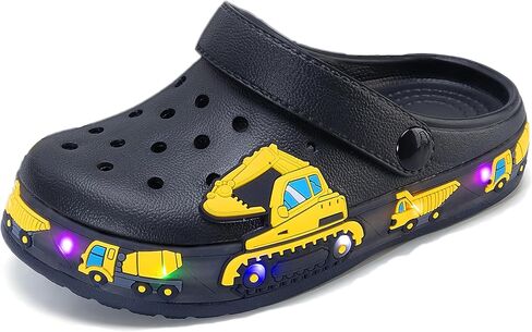 XPKWS Toddler Clogs Kids Slippers Light up Sandals Boys Girls LED Garden Shoes Cartoon Slides Slip on Lightweight Beach Pool Quick Dry in Saudi Arabia