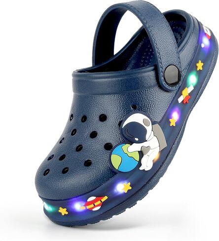 XPKWS Toddler Clogs Kids Slippers Light up Sandals Boys Girls LED Garden Shoes Cartoon Slides Slip on Lightweight Beach Pool Quick Dry in Saudi Arabia