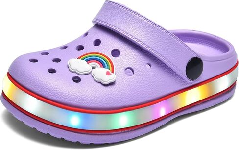 XPKWS Toddler Clogs Kids Slippers Light up Sandals Boys Girls LED Garden Shoes Cartoon Slides Slip on Lightweight Beach Pool Quick Dry in Saudi Arabia