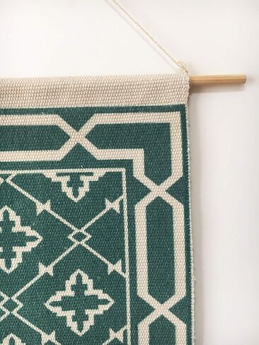 Macrame Woven Wall Tapestry Hanging Art, 20x34 Extra Large Boho Chic Bohemian Morocco Dark Green Geometric Tapestries Decor for Apartment Dorm Kids Living Room Bedroom Door Entrance in Saudi Arabia