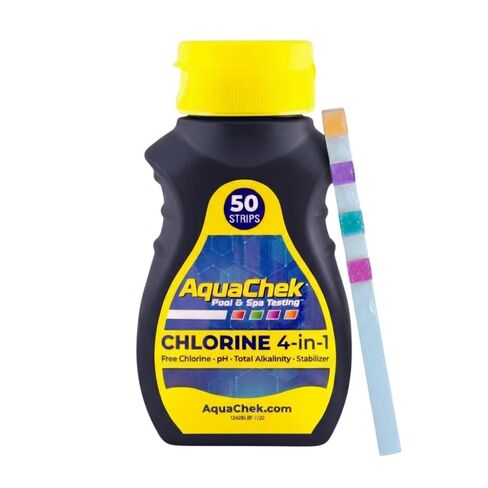 AquaChek Yellow 4-Way Pool and Spa Test Strips - 50 Yellow Test Strips - Swimming Pool Test Strips For pH, Free Chlorine, Total Alkalinity, and Cyanuric Acid - Quick and Accurate Results - Testing Kit in Kuwait