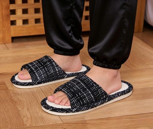 Linen Open Toe Slippers, Soft and Silent Home Slippers for Couples, Casual Comfortable Breathable non-slip Indoor and Outdoor Slippers Men/Women in Kuwait