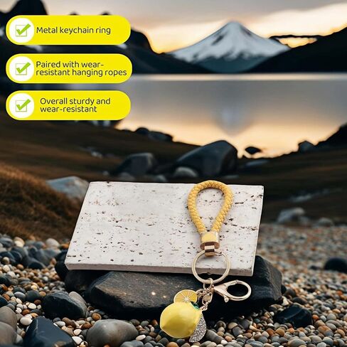 Lemon Keychain with Sparkling Crystals - Durable Alloy Key Ring, Cute Bag Charm for Women Men, Gift-Ready Backpack & Car Key Accessory (Sunshine Yellow) in Saudi Arabia