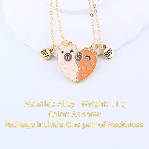GAUEIOUR 2pcs Capybara Friendship Necklaces Set, Best Friends Cartoon Split Heart Capybara BFF Alloy Matching Necklaces Pendant, Cute Funny Statement Bestie Birthday Anniversary Jewelry in Saudi Arabia
