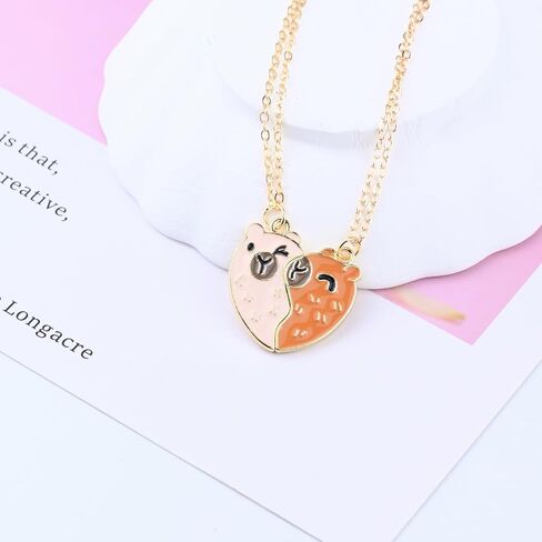 GAUEIOUR 2pcs Capybara Friendship Necklaces Set, Best Friends Cartoon Split Heart Capybara BFF Alloy Matching Necklaces Pendant, Cute Funny Statement Bestie Birthday Anniversary Jewelry in Saudi Arabia