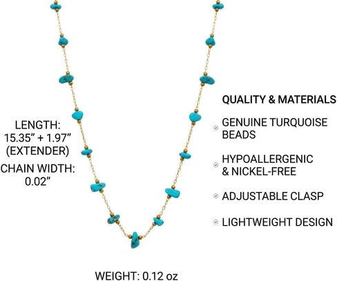 Turquoise Stone Chip Necklace with Gold Plated Link Chain for Women Elegant Minimalist Jewelry Accessory(DG-XL00218-A-1) in Kuwait