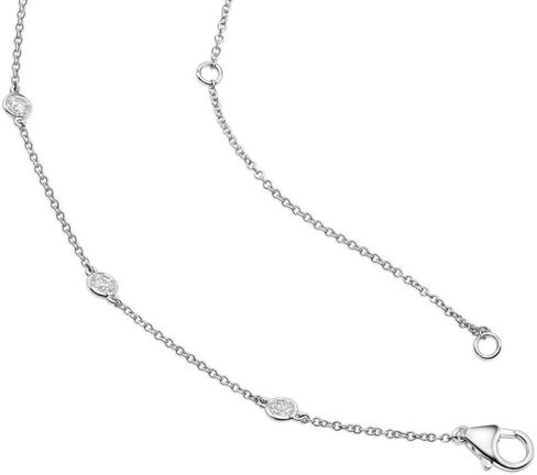 14K White or Yellow Gold Lab Grown Diamond Station Necklace for Women, Bezel Set Round Diamonds Station Chain Necklace, F-G Color VS Clarity Adjustable 16-20 Inch Fine Jewelry (0.50-4.00 CT) in Saudi Arabia