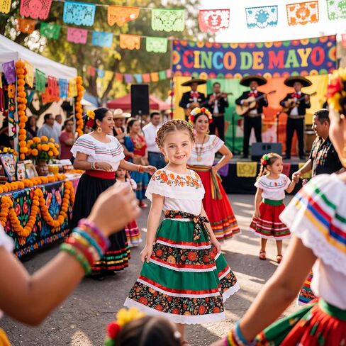 Traditional Mexican Dress for Girls, Cinco de Mayo Outfits Toddler Folklorico Green Dress for Fiesta Halloween Cosplay in Saudi Arabia