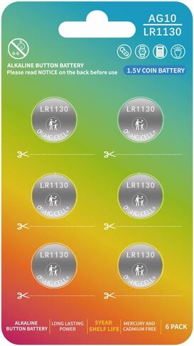 LR1130 AG10 l1131f Battery l1131c SG10 389 189 LR54 V10GA Premium Alkaline Button Coin Cell Batteries【5-Year Shelf Life】(6 Count) in Saudi Arabia