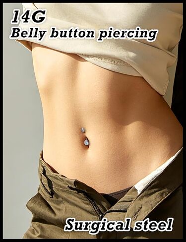 Surgical Stainless Steel Long and Extra Long Bar Belly Button Ring Internal Thread Hypoallergenic 8-14mm 16mm 14 Gauge Navel Rings Cubic Zirconia Buuton Body Piercing Jewelry for Women Men in Saudi Arabia