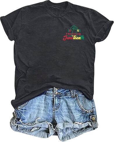 Juneteenth Shirts Women 1865 Freedom Shirt Black History Tee African American Short Sleeve Tops in Kuwait