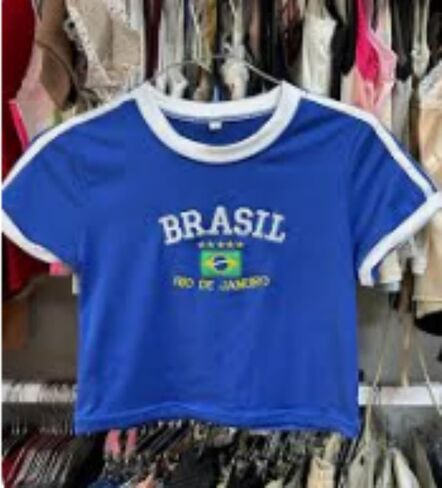 Vintage Graphic Baby Tees for Women Brazil Shirt Y2k Tops Mexico Crop Top Jersey 2000s Summer Going Out Tops in Kuwait