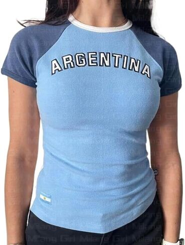 Vintage Graphic Baby Tees for Women Brazil Shirt Y2k Tops Mexico Crop Top Jersey 2000s Summer Going Out Tops in Kuwait