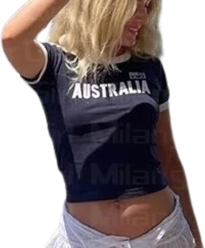 Vintage Graphic Baby Tees for Women Brazil Shirt Y2k Tops Mexico Crop Top Jersey 2000s Summer Going Out Tops in Kuwait