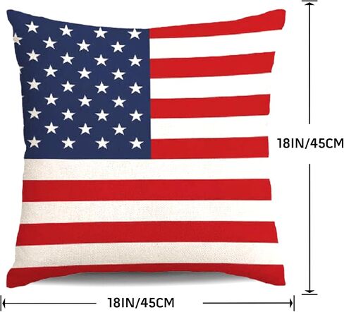 Hongsome 4th of July Throw Pillow Covers 18x18in Set of 4,Patriotic Pillow Case for Independence Day,Memorial Day,Veteran's Day,USA,American Summer Outdoor Red White Blue Decorations in Saudi Arabia