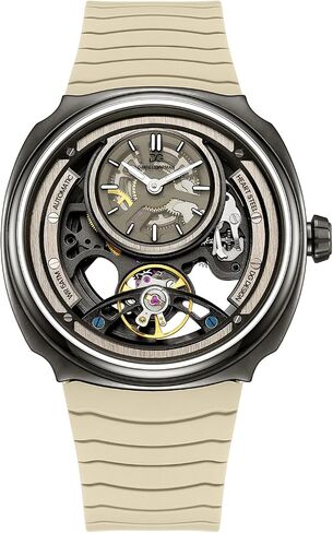 Skeleton Watch for Men with Luminous Dial - 43mm Automatic Mechanical Watch, 5ATM Water Resistant, Silicone Strap - Model 8127 in Saudi Arabia
