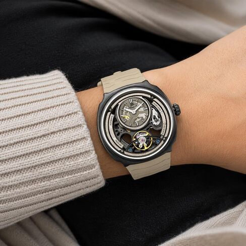 Skeleton Watch for Men with Luminous Dial - 43mm Automatic Mechanical Watch, 5ATM Water Resistant, Silicone Strap - Model 8127 in Saudi Arabia