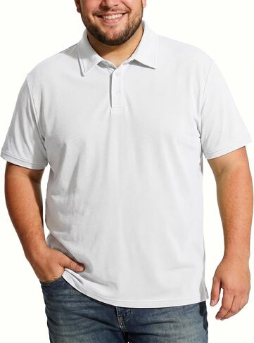 Big and Tall Men's Casual Polo Shirt Tops Short Sleeve Plus Size Solid Relax Fit Golf Shirt in Saudi Arabia