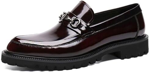 Men's Shiny Patent Leather Dress Shoes Comfortable Artificial PU Walking Shoes Loafers Work Flats Formal Business Wedding Shoes for Men Comfortable Non-Slip Shoes in Saudi Arabia