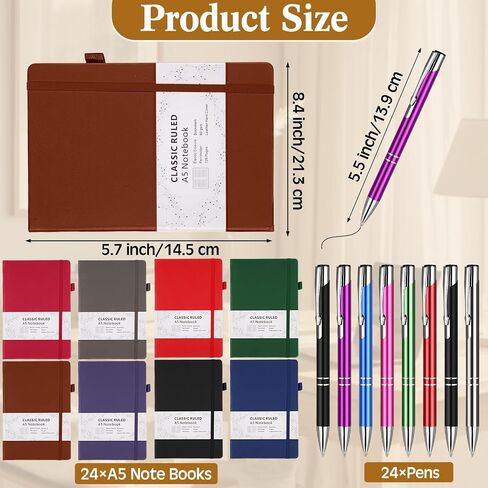 24 Sets A5 Writing Journal Notebook with 24 Pens Hardcover Notebook Classic Ruled Lined Notepads for Work School Office Business Travel, 128 Pages, 8.4 x 5.7 Inch(Black) in Kuwait