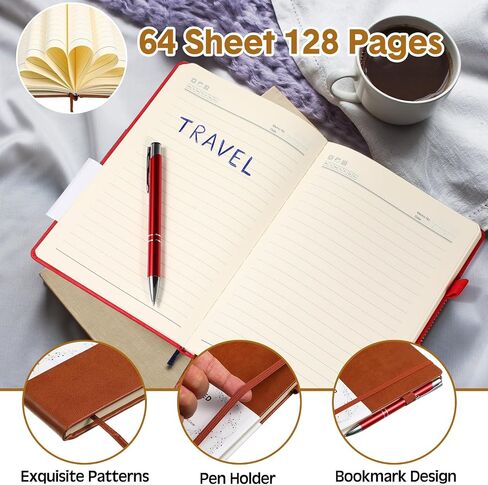 24 Sets A5 Writing Journal Notebook with 24 Pens Hardcover Notebook Classic Ruled Lined Notepads for Work School Office Business Travel, 128 Pages, 8.4 x 5.7 Inch(Black) in Kuwait