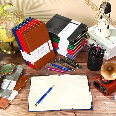 24 Sets A5 Writing Journal Notebook with 24 Pens Hardcover Notebook Classic Ruled Lined Notepads for Work School Office Business Travel, 128 Pages, 8.4 x 5.7 Inch(Black) in Kuwait