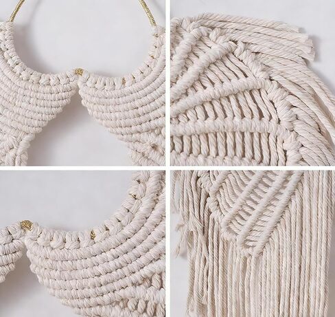 seebemxx Angel Wings Wall Decor, Macrame Wall Hanging Tapestry, Woven Boho Tapestry with Long Tassels, Bohemian Cotton Handmade Home Decor for Wedding, Living Room, Bedroom in Saudi Arabia